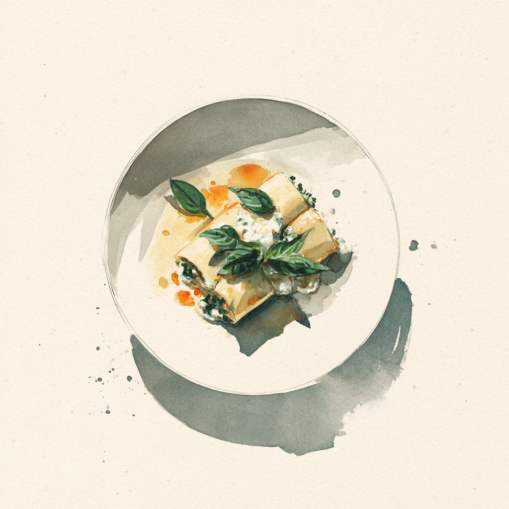 Cannelloni à la ricotta et aux épinards, salsa in bianco.